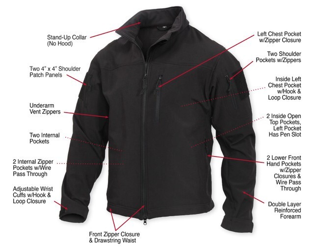 Rothco Stealth Ops Soft Shell Tactical Jacket - Black