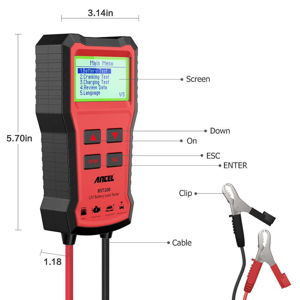 ANCEL BST100 Battery Load Tester Cranking Charging Test Battery Analyzer Tool