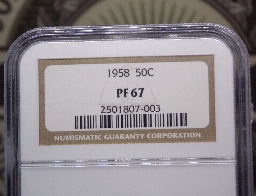 1958 PROOF Franklin SILVER Half Dollar 50c NGC PF67 #003 ECC&C, Inc.