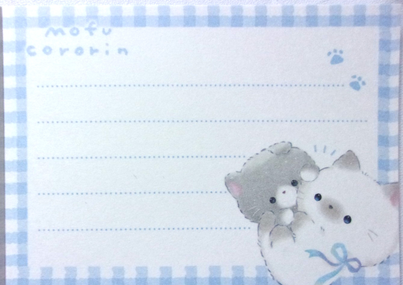 Q-LIA Animal Cat Mofu Cororin Mini Memo Pad Made in Japan 70 sheets