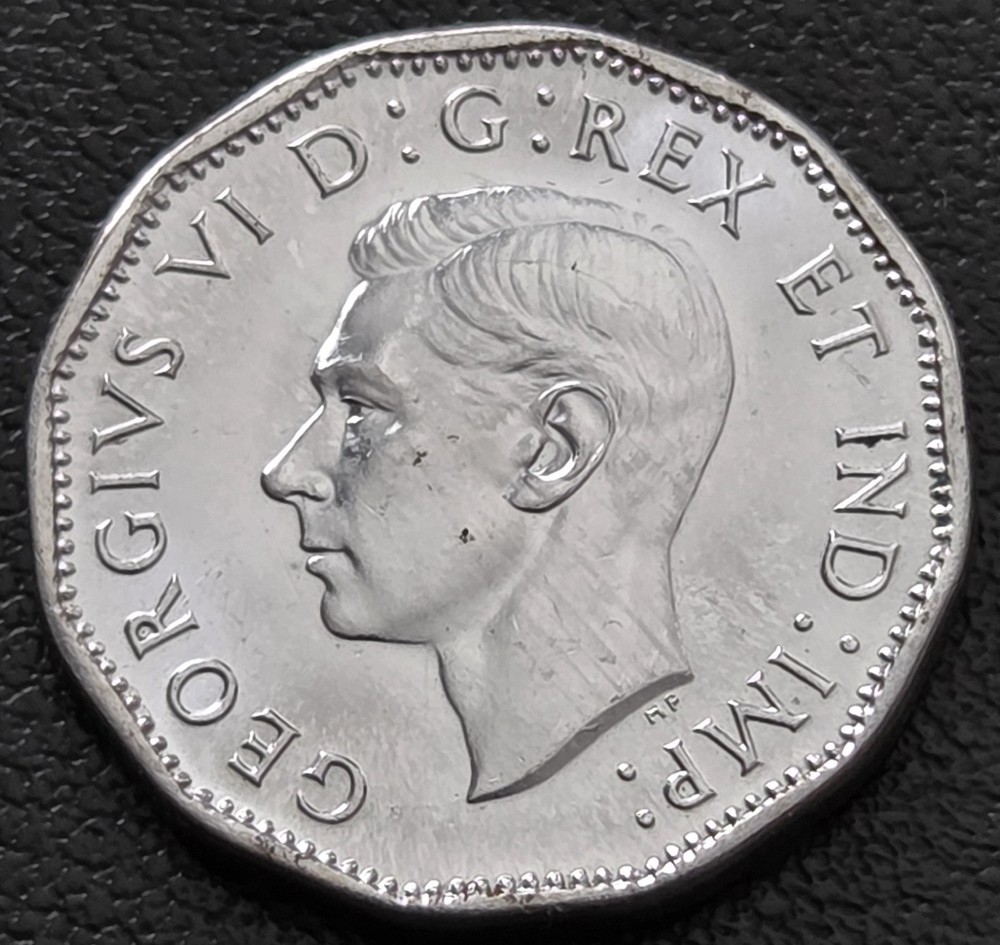 1945 Canada 5-Cent Nickel ***Strong Reverse Doubling*** BU UNC MS63+