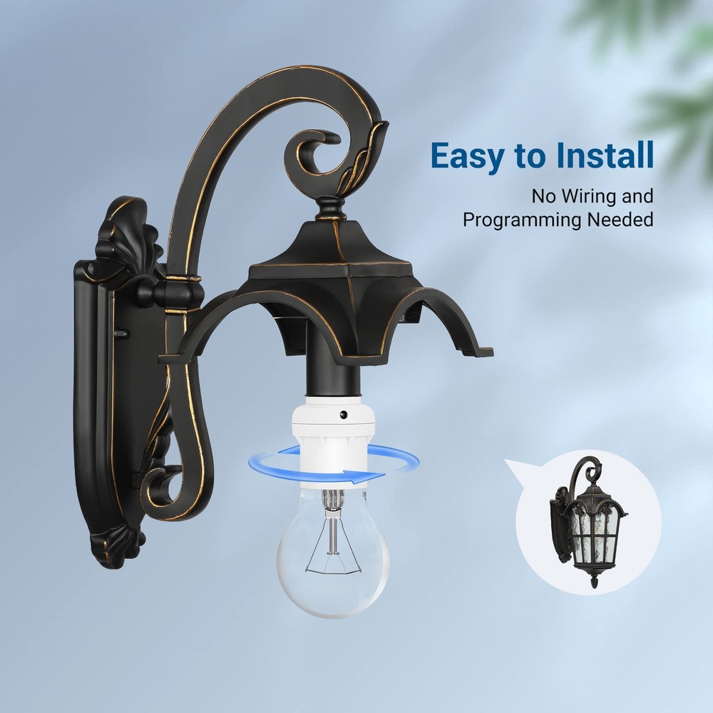 Light Sensor Socket, E26 E27 Automatic Dusk to Dawn Light Bulb Socket Adapter