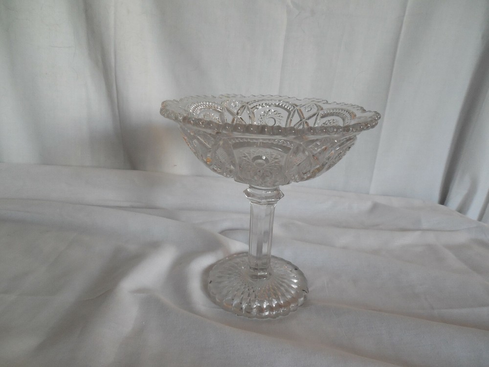 EAPG swatooth edge compote candy dish 6.5" tall