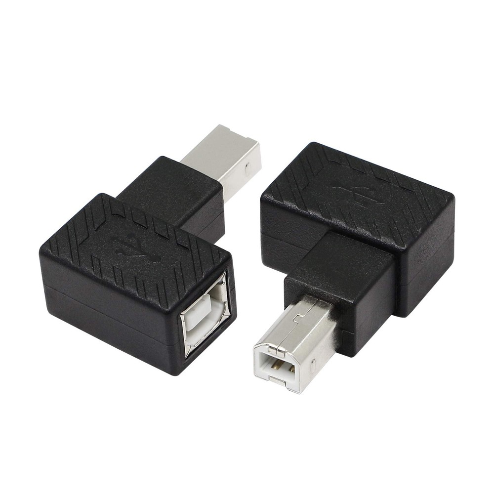YACSEJAO USB 2.0 Type-B Printer Adapter, 2Pack 90 Degrees B black
