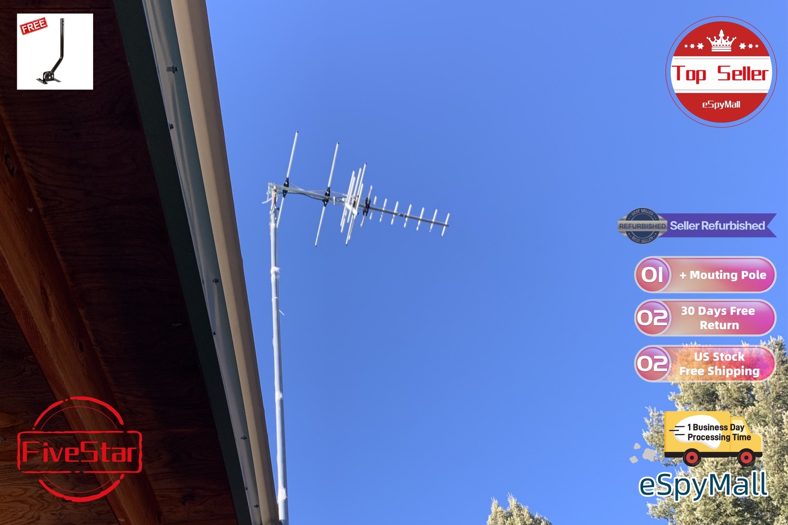 Heavy Duty Yagi Outdoor TV Antenna 300 Mile for All-Weather Performance