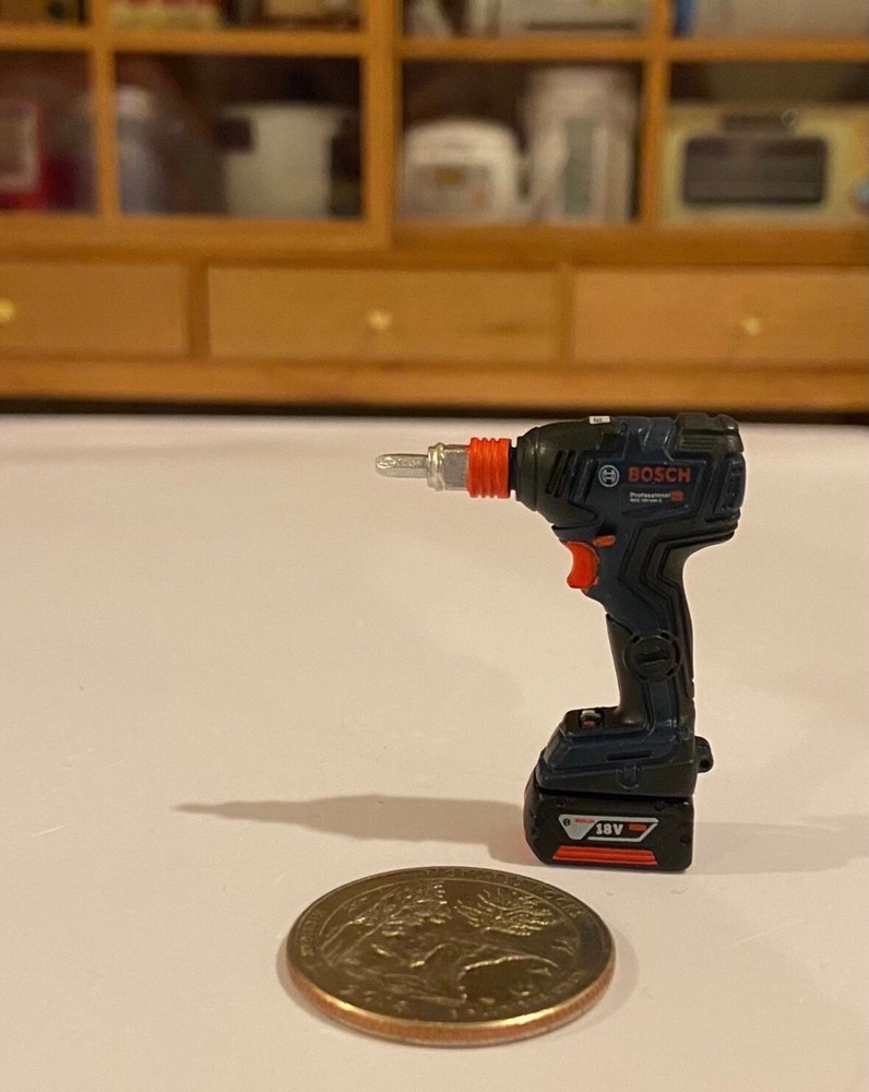 Retired Dollhouse miniature Replica Bosch Hand Held Drill workshop tool