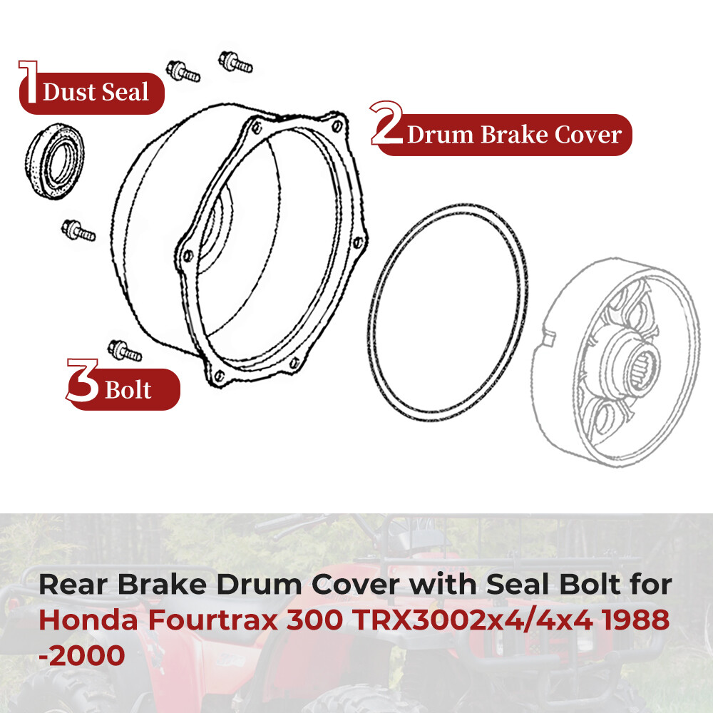 Honda Rear Brake Drum Cover & Seal for 1988-2000 TRX300 TRX300FW Fourtrax 300