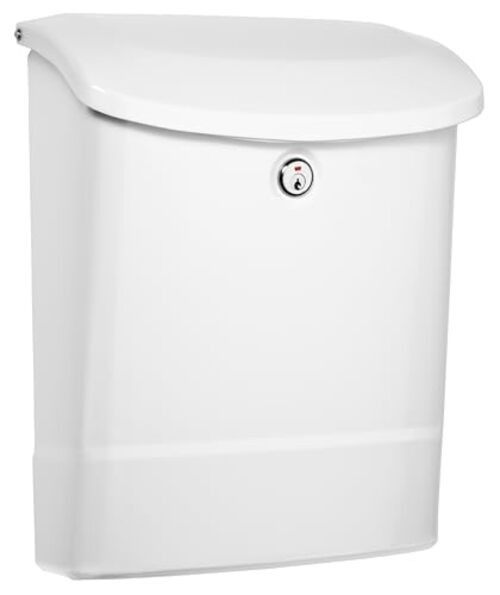 Parkside Locking, Vertical Wall-Mounted Mailbox for Outside, Medium White