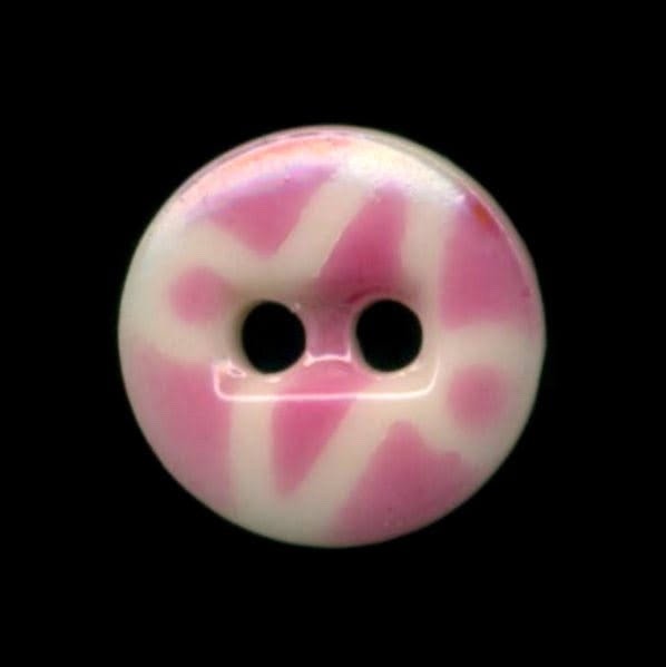 One Antique Button Uncommon Pink China Stencil Pattern #7
