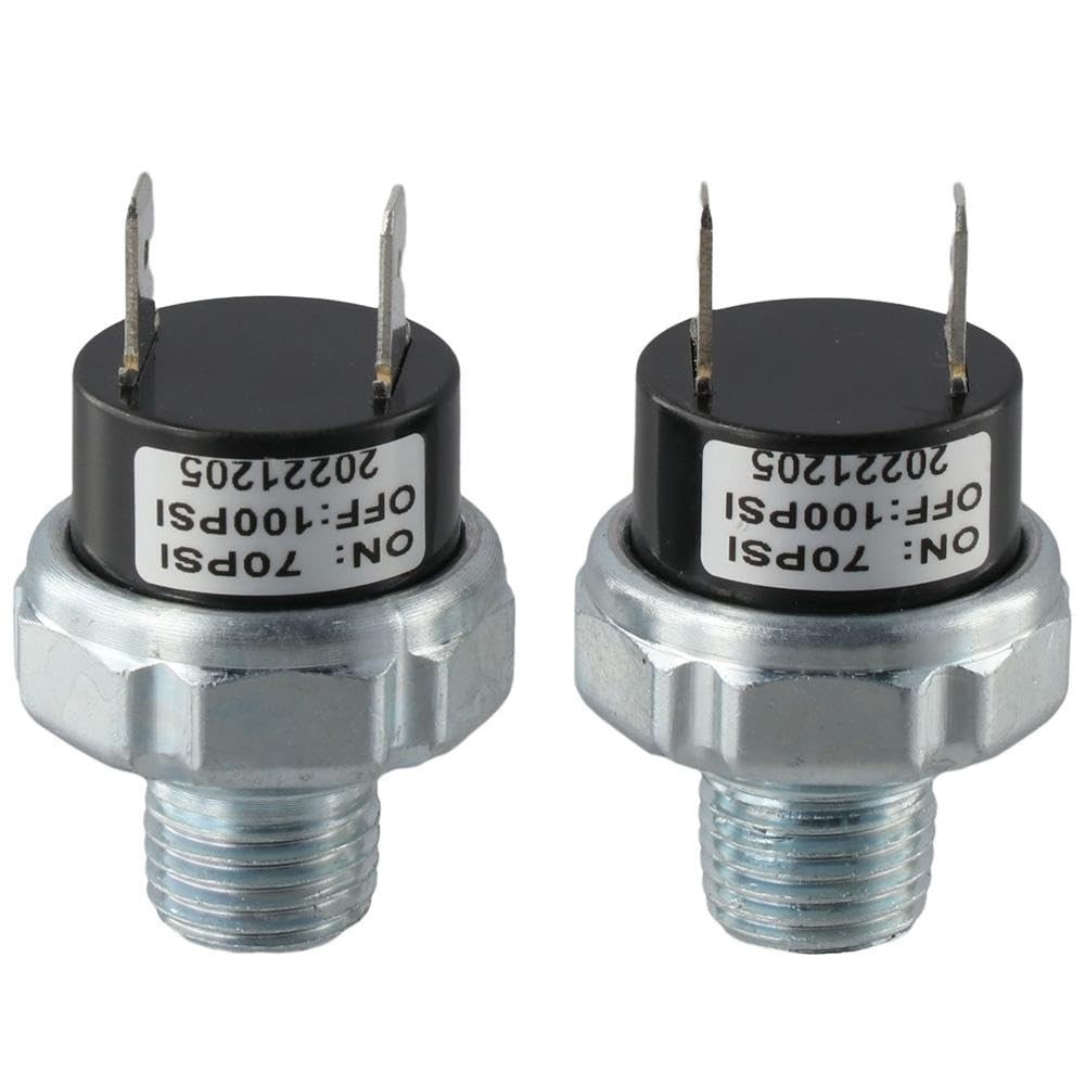 SHUATI 2Pcs Air Pressure Switch, 1/4"-18 NPT Controller, Silver