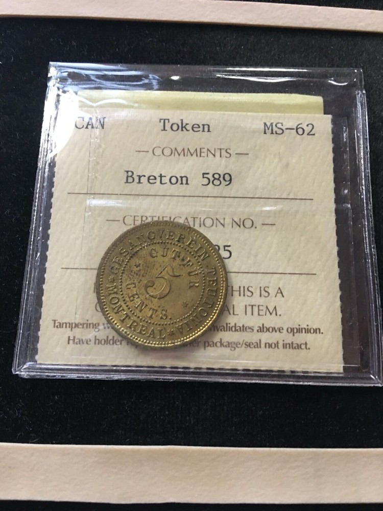 Canada,  Token, Breton # 589  ICCS Graded**MS-62**