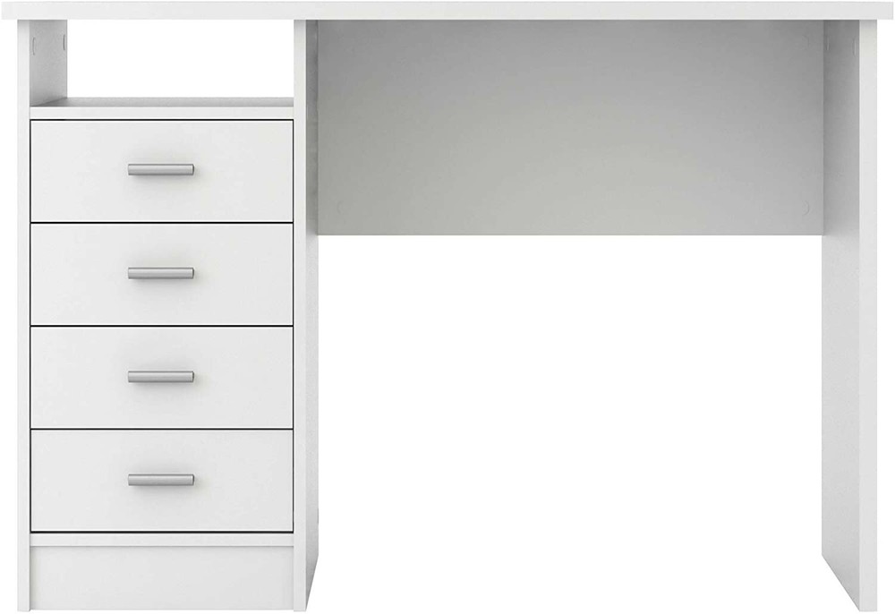 44 in. Rectangular White 4 Drawer Writing Desk with Built-In Storage NEW