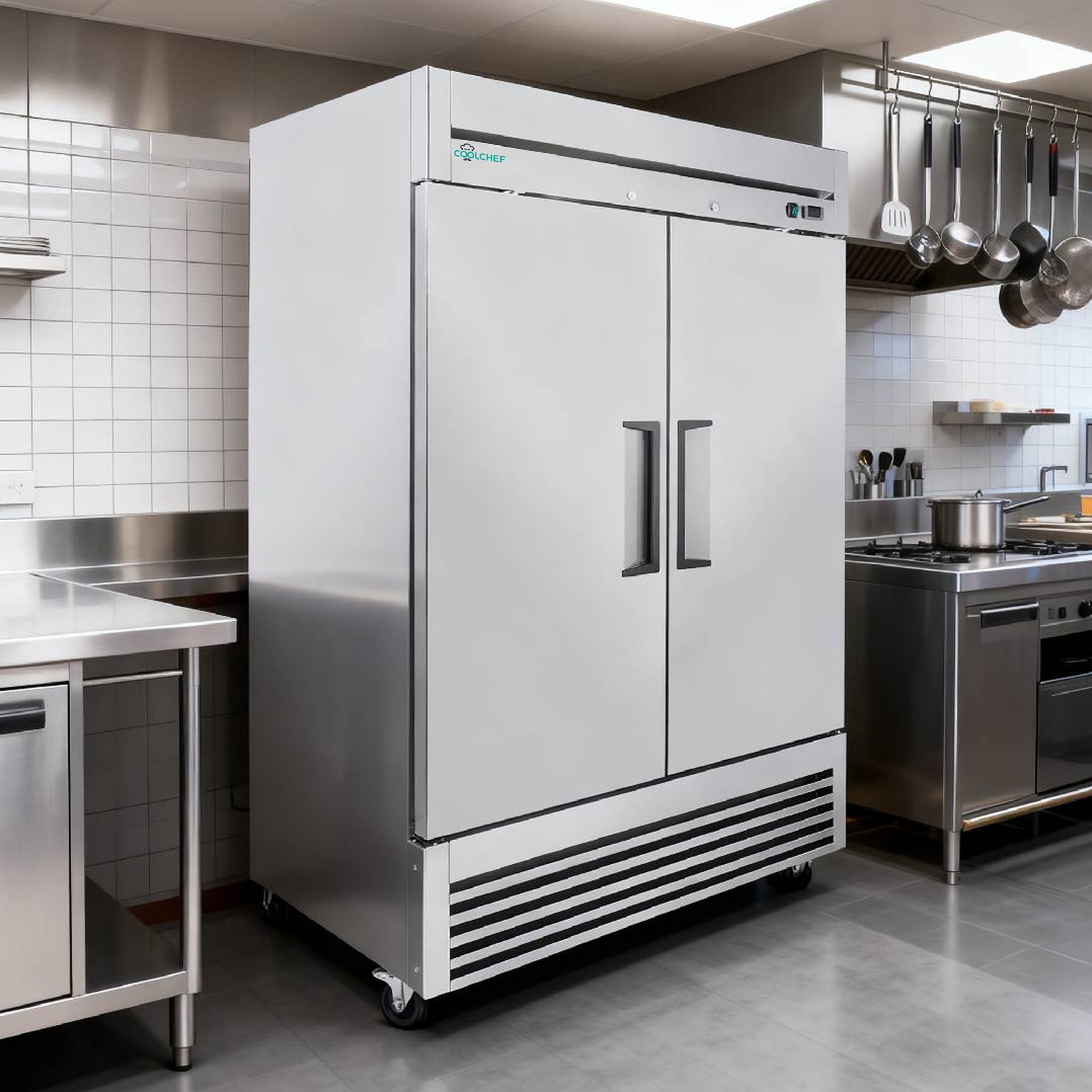 Commercial 54'' Reach-In Refrigerator Stainless Steel Solid 2 Doors 49 Cu.ft.