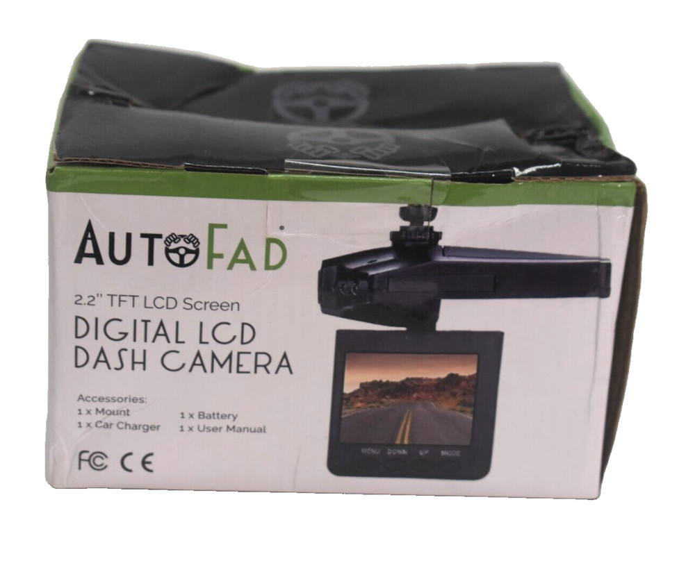 AutoFad Digital LCD Dash Camera 2.2" TFT LCD Screen Car Cam Windshield Mount