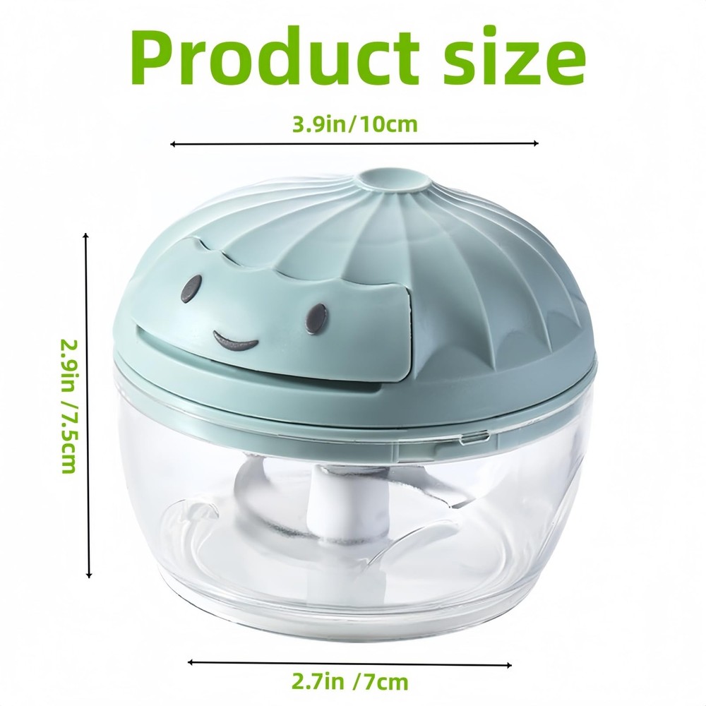 Manual Food Processor Vegetable Chopper, Mini Hand Pull String standard, blue