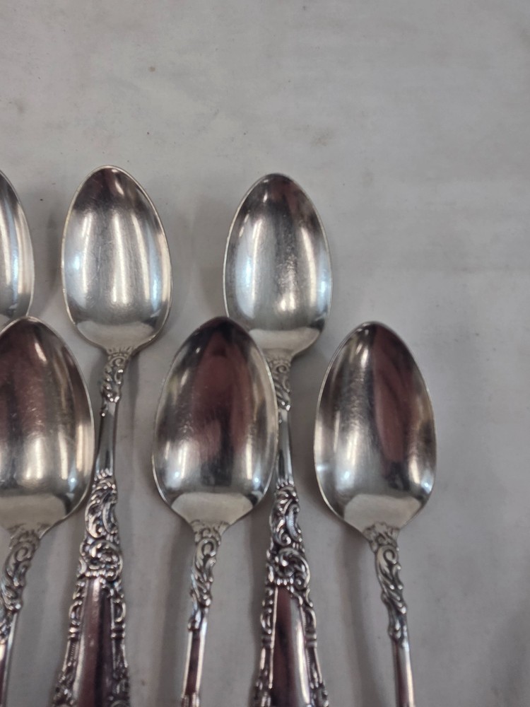6 antique spoons, Wm Rogers YALE set of, 6" Silverplate International 1894 VTG