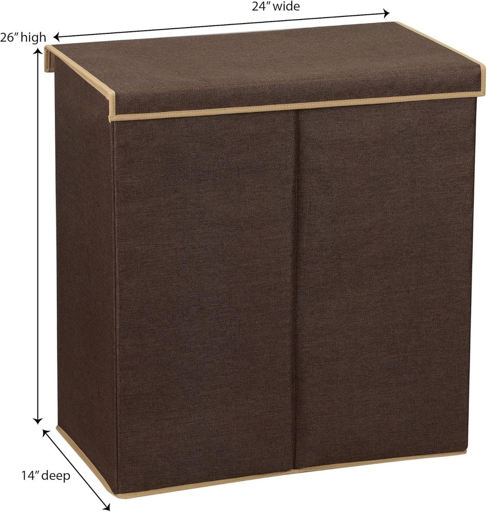 Double Laundry Hamper with Lid, Two Compartments for Easy Sorting with Remova...