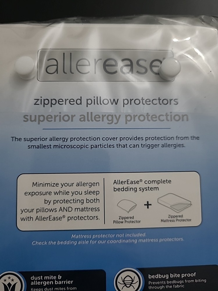 AllerEase Superior Allergy Protection Zippered Protectors Standard/Queen 4 Pack