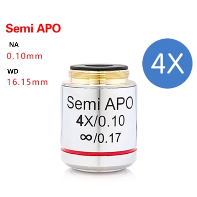 4X Long Working Distance Semi APO Infinity Objective for Biological Microscope