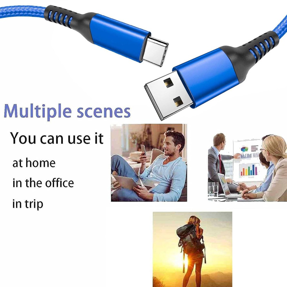 Awnuwuy 15FT USB Type C Charging Cable Blue, Long Android Auto 15FT, Blue