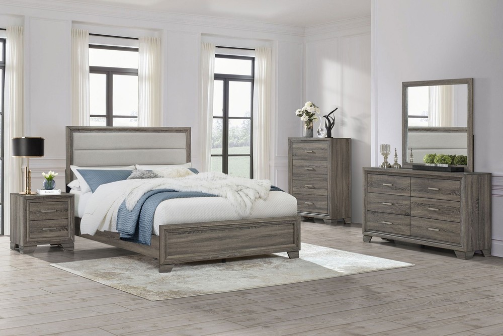 Coaster Wright 5-Piece Transitional Wood Eastern King Bedroom Set in Brown Oak