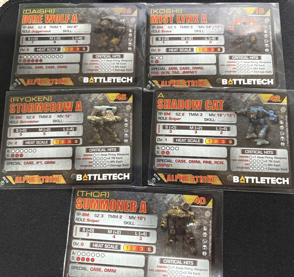 Battletech Alpha Strike Clan Command Star Catalyst APHA STRIKE CARD SET