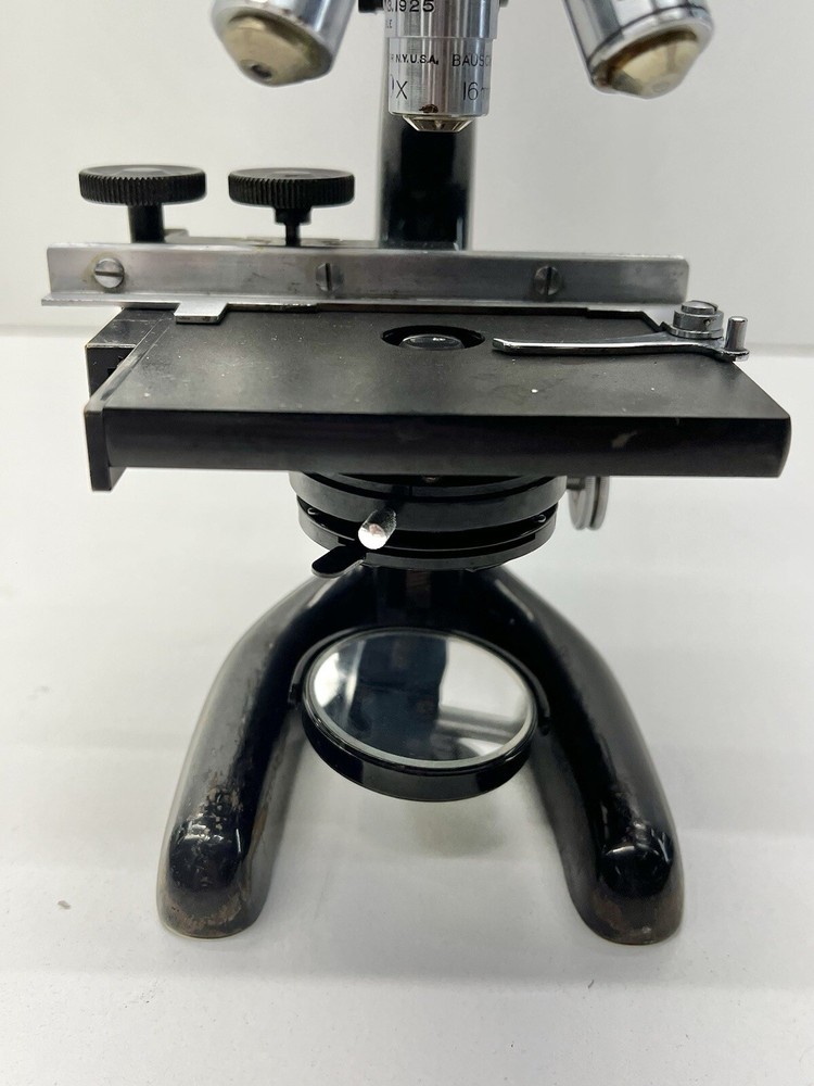Vintage BAUSCH & LOMB Monocular MICROSCOPE w/ 3 Objectives Dated 1915
