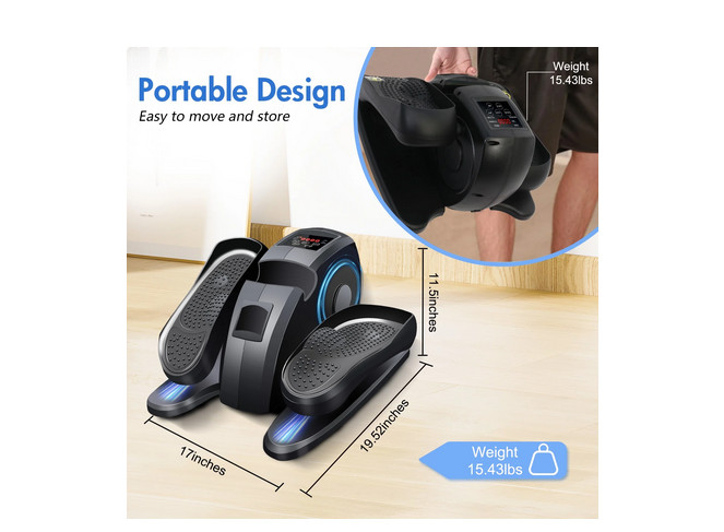 Under Desk Elliptical Electric Leg Exerciser Remote Quiet Portable