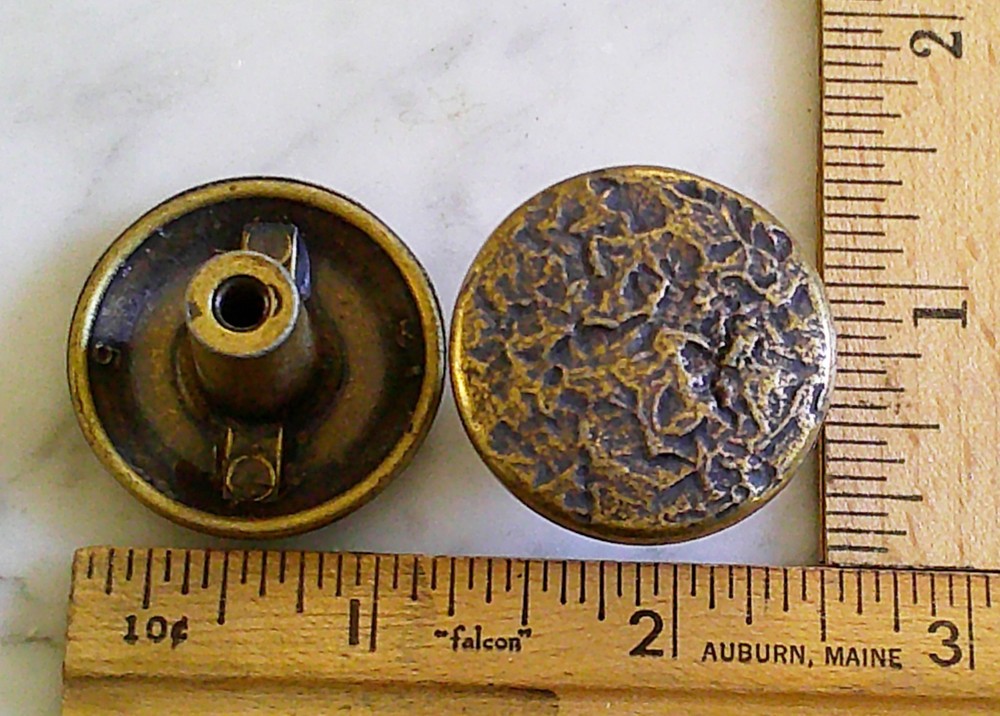 2 Vintage Amerock Textured Brass Knobs & Large Brass Back Plates, Gothic style