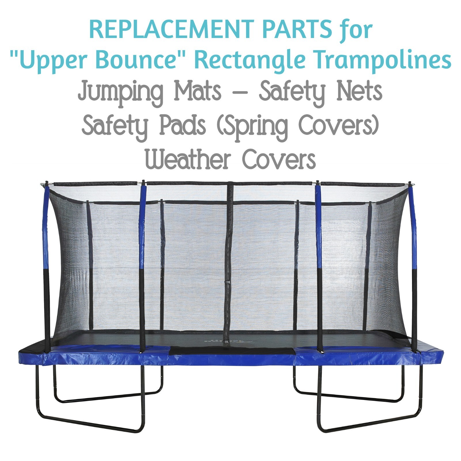 Rectangle Trampoline Replacement Parts: Jumping Mat Safety Net Pad Weather Cover