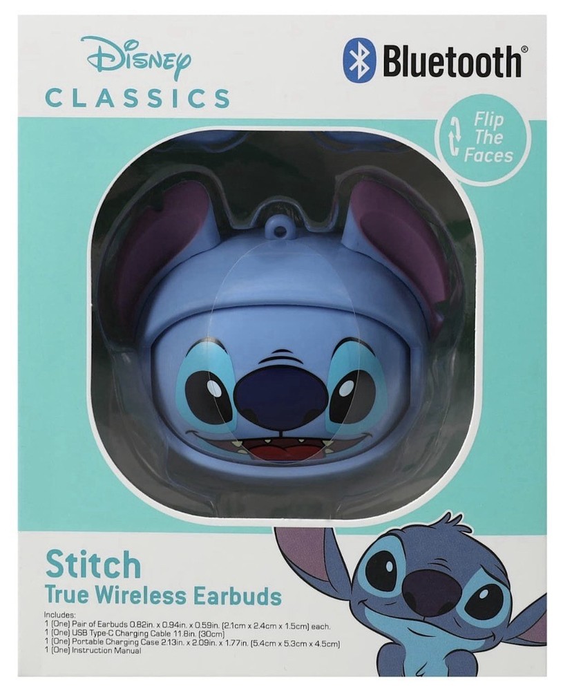 Disney Stitch True Wireless Bluetooth Earbuds Flipping Faces Charging Case