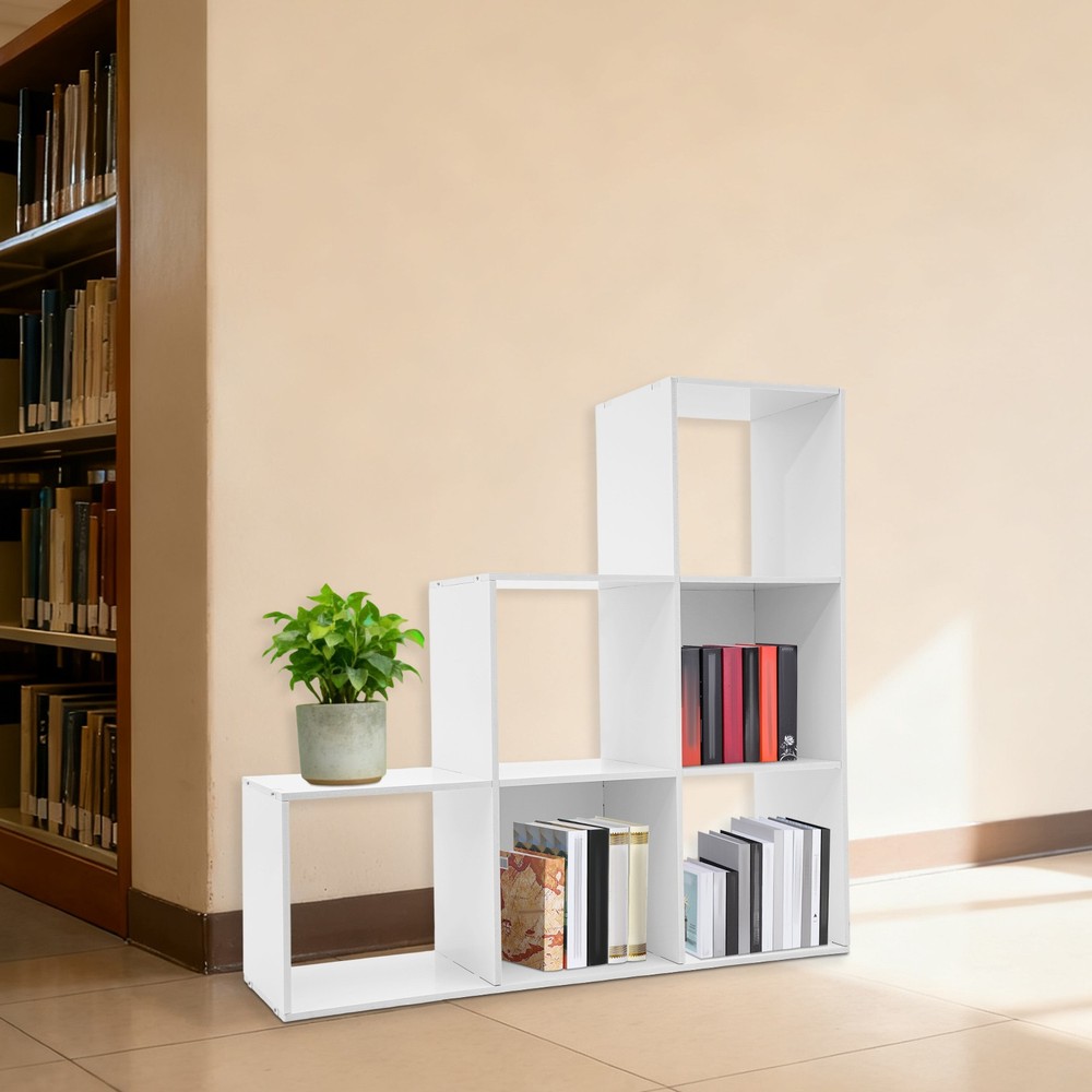 6-Cube Storage Organizer, Bookcase, Display Compartment, Open Back, Home Office.