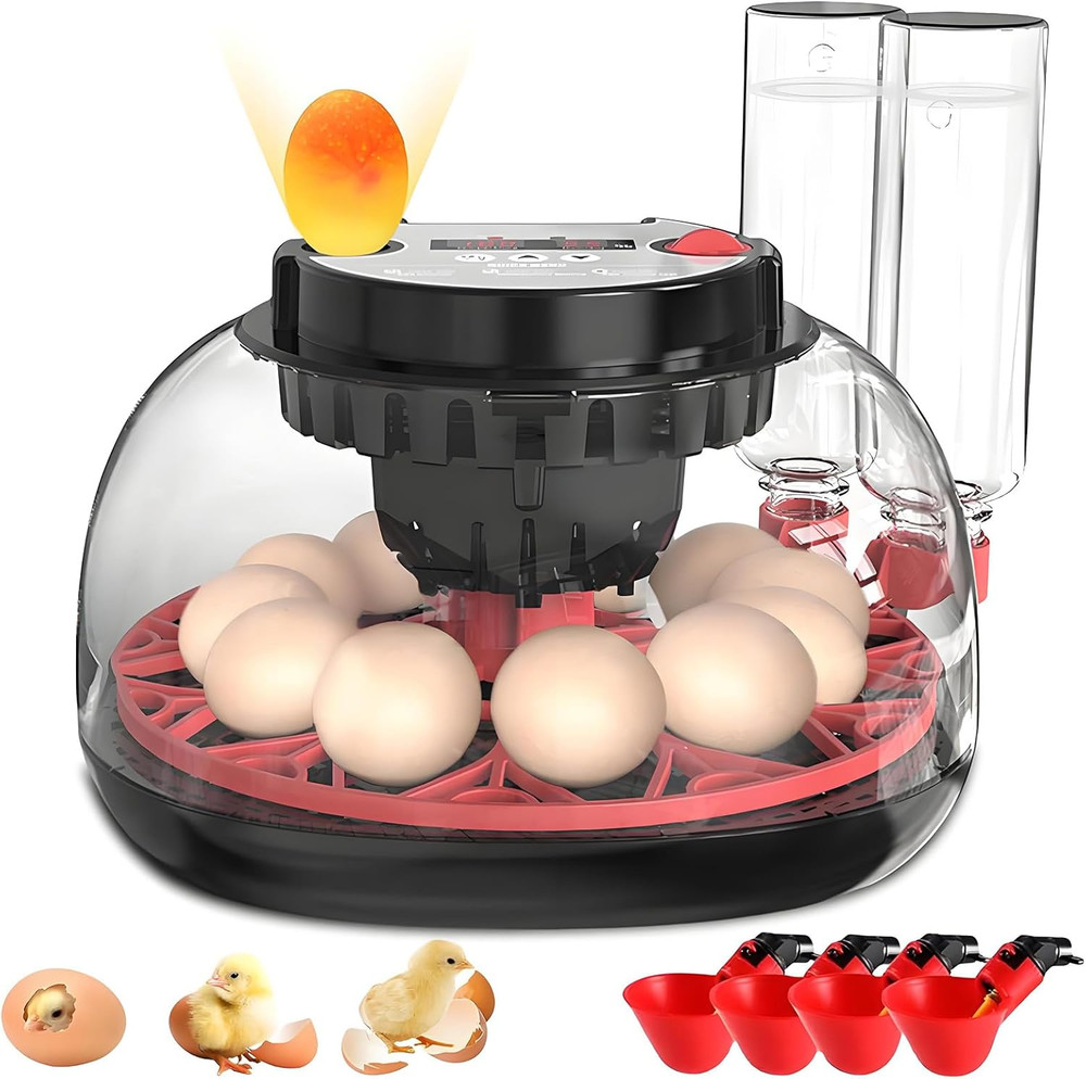 Incubators for Hatching Eggs,12 Egg Incubator with Automatic Egg Turning and Hum