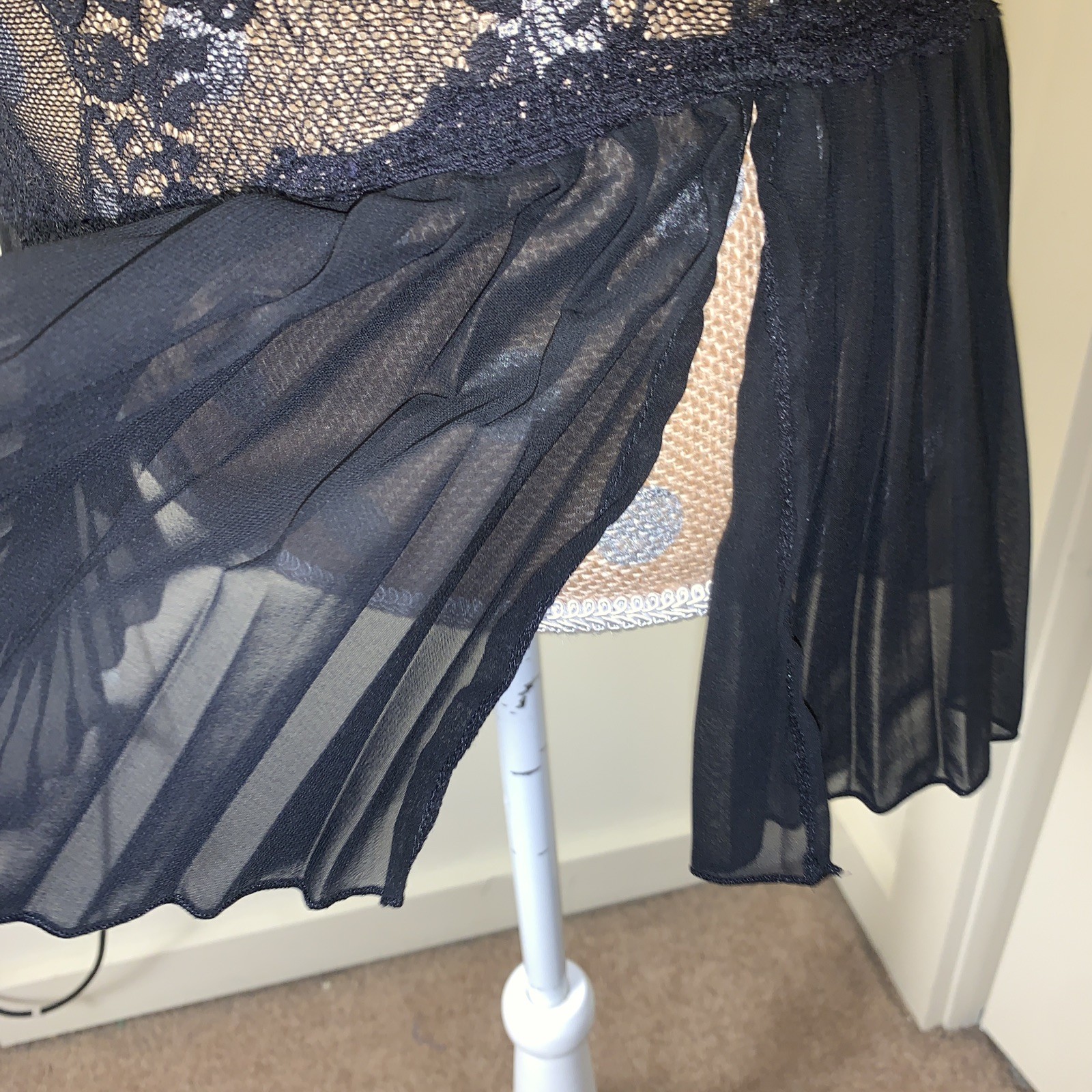 Black Lingerie Slip Pleated Dress Womens Y2K Whimsygoth Coquette Gothic Bustier