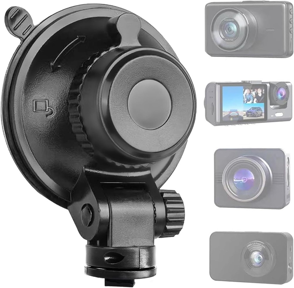Compact Suction Cup Mount for Dash Cameras - Easy Install & Secure Hold