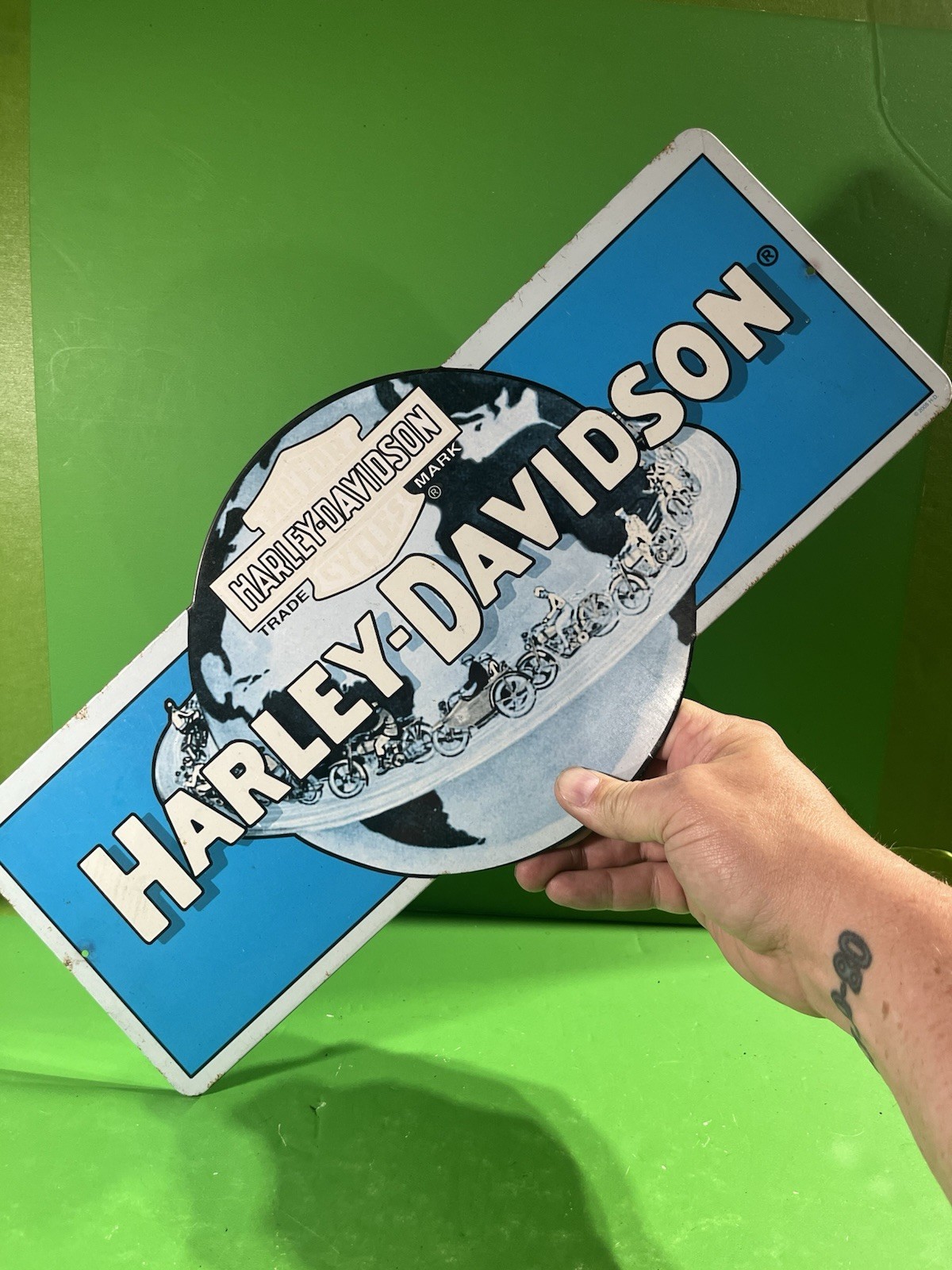 Harley Davidson Metal Display Sign - H-D Globe - Ande Rooney 2005