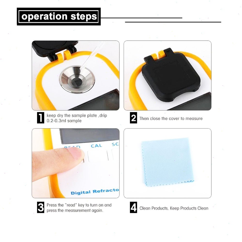 Portable Digital Brix Meter with Temperature Accuracy ±0.5℃ Sugar Refractometer
