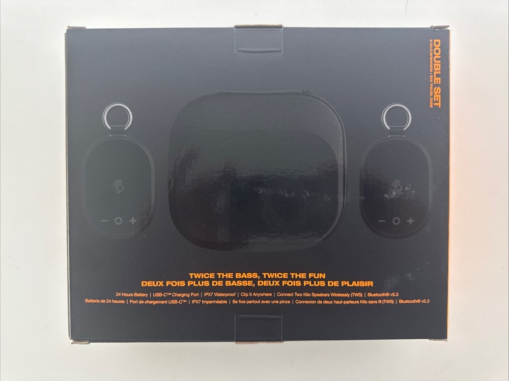 Skullcandy Kilo Wireless Bluetooth Speaker with Case Bundle, 2-pack