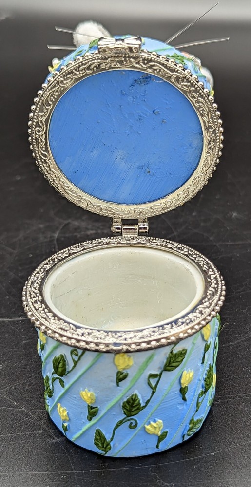 Resin Easter Bunny Hinged Trinket Box Posable Ears 2"x4.5"