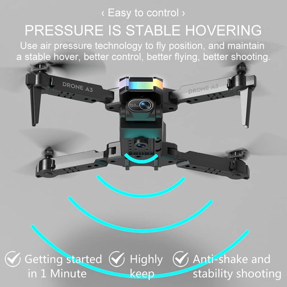 Mini ELF • Folding 4k HD Drone Set w/Case • Camera + Obstacle Avoid • Ships Free