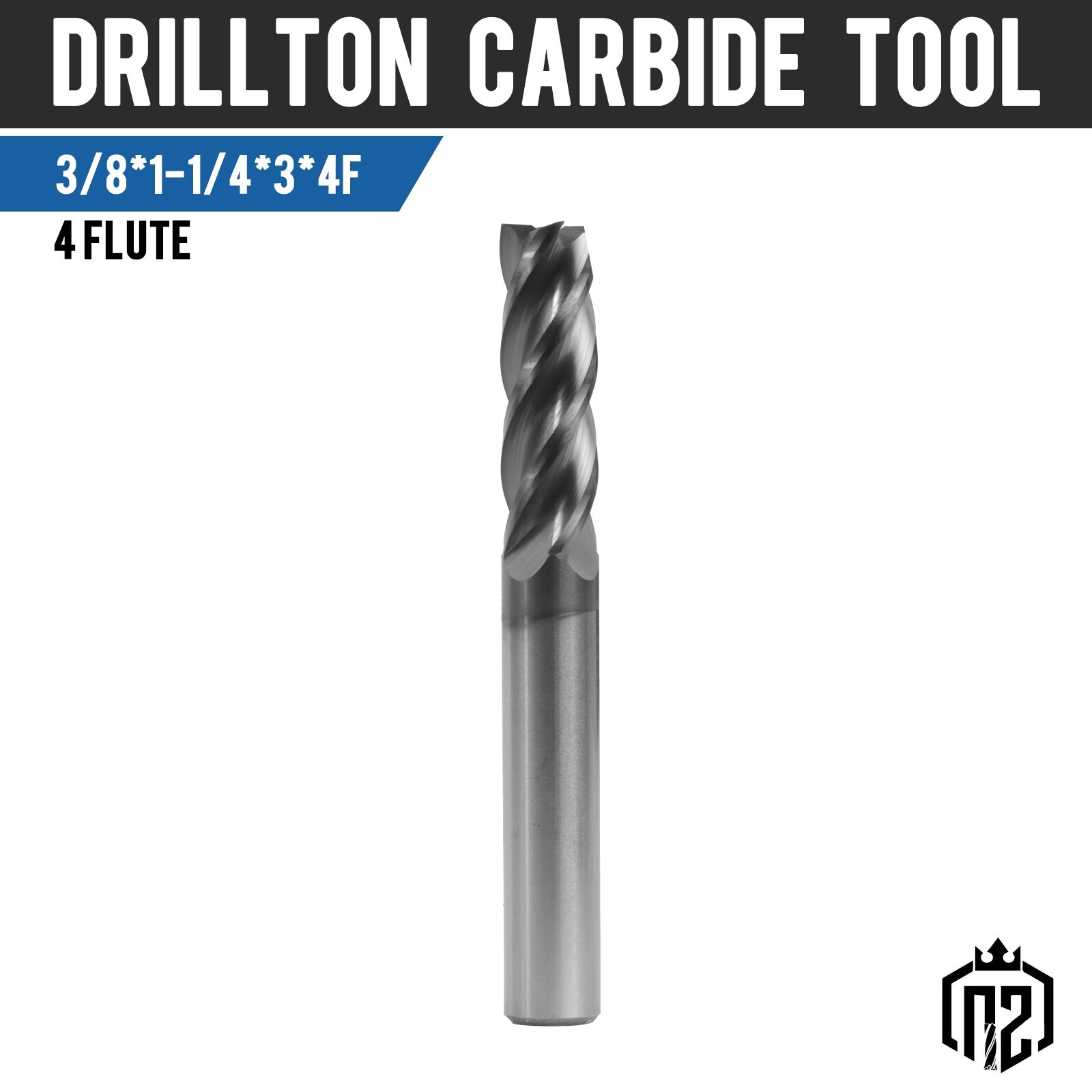 LOT OF 5PCS 4 Flute 3/8" x 1-1/4" x 3" Solid Carbide End Mill - AlTiN Coated NEW