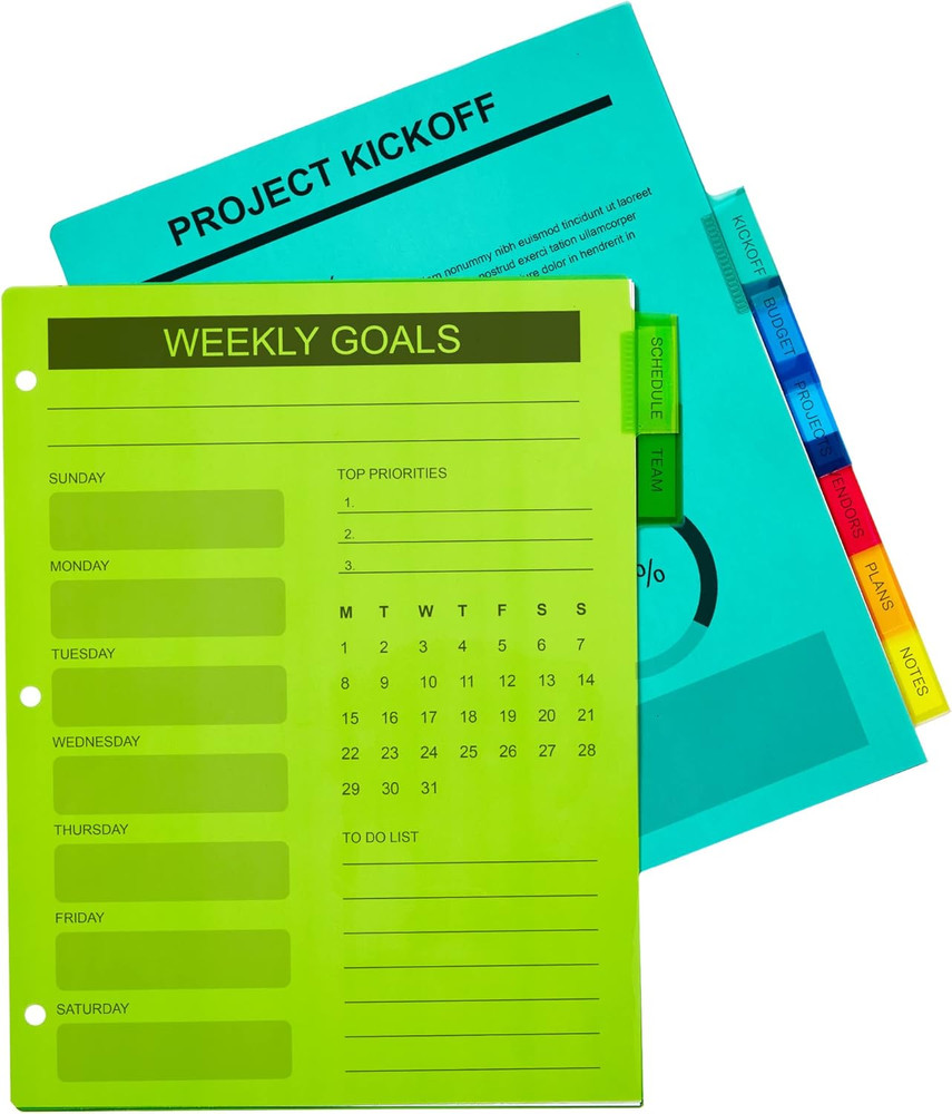 Dividers for 3 Ring Binders,8-Tab Plastic Binder Dividers,Insertable Big Tabs,Mu