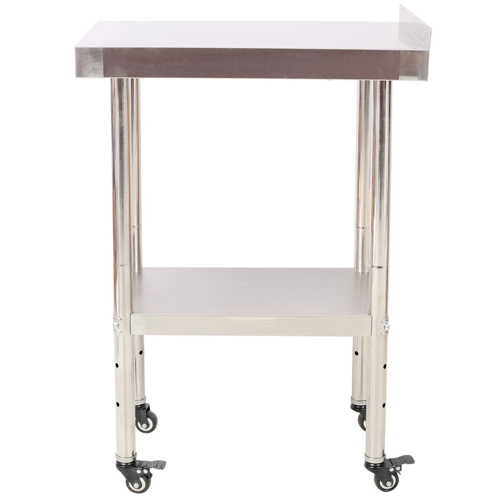 Stainless Steel Prep Table 24x15"440lbs Capacity Adjustable Undershelf 4 Casters