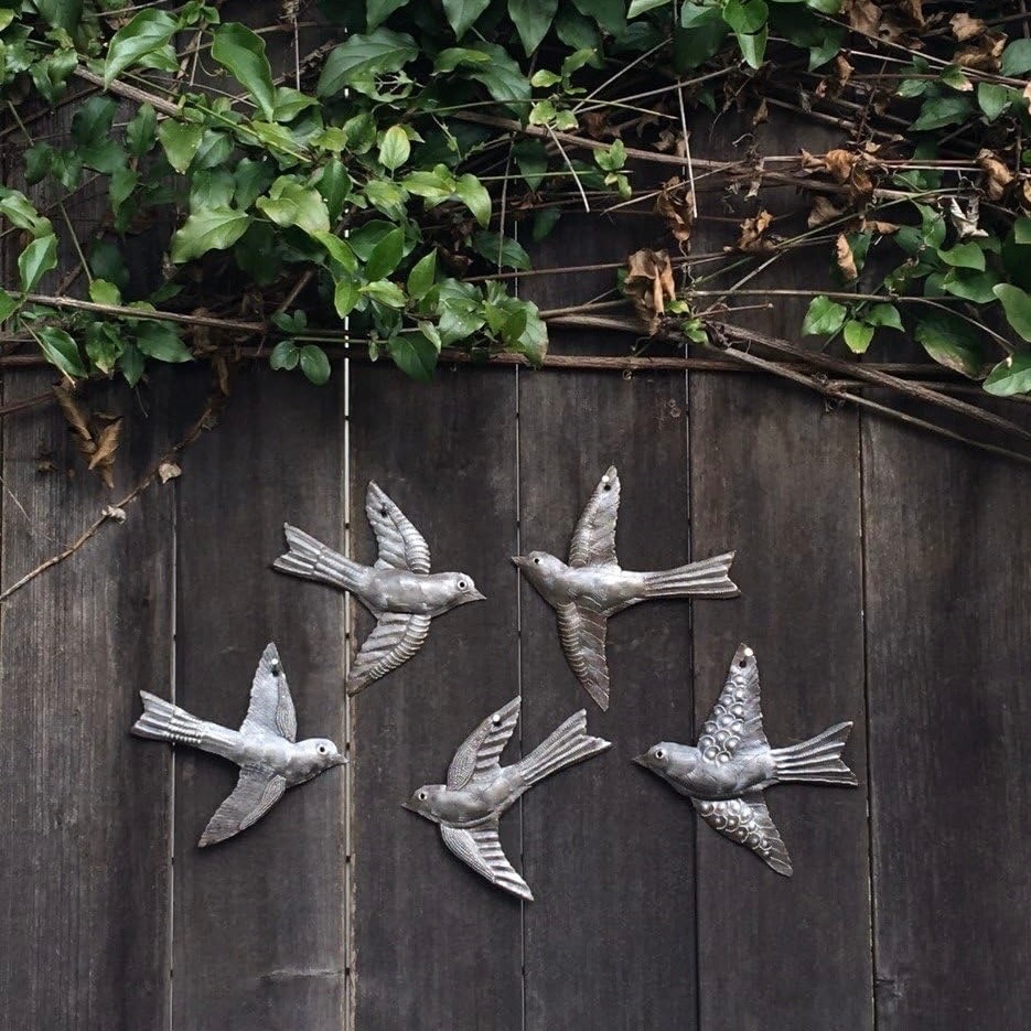 Birds, Metal Wall Decor set of 5, Recycled, Haiti Fair Trade Project