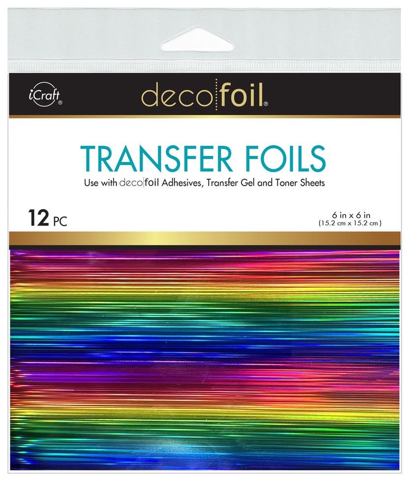 Deco Foil Transfer Sheets 6"X6" 12/Pkg-Prismatic Rainbow - 3 Pack