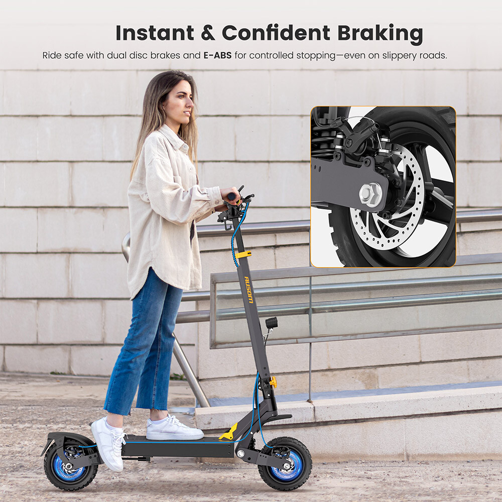 Ausom L1 Adults Electric Scooter,800W Motor,70km Range,10inch Tires E-Scooter