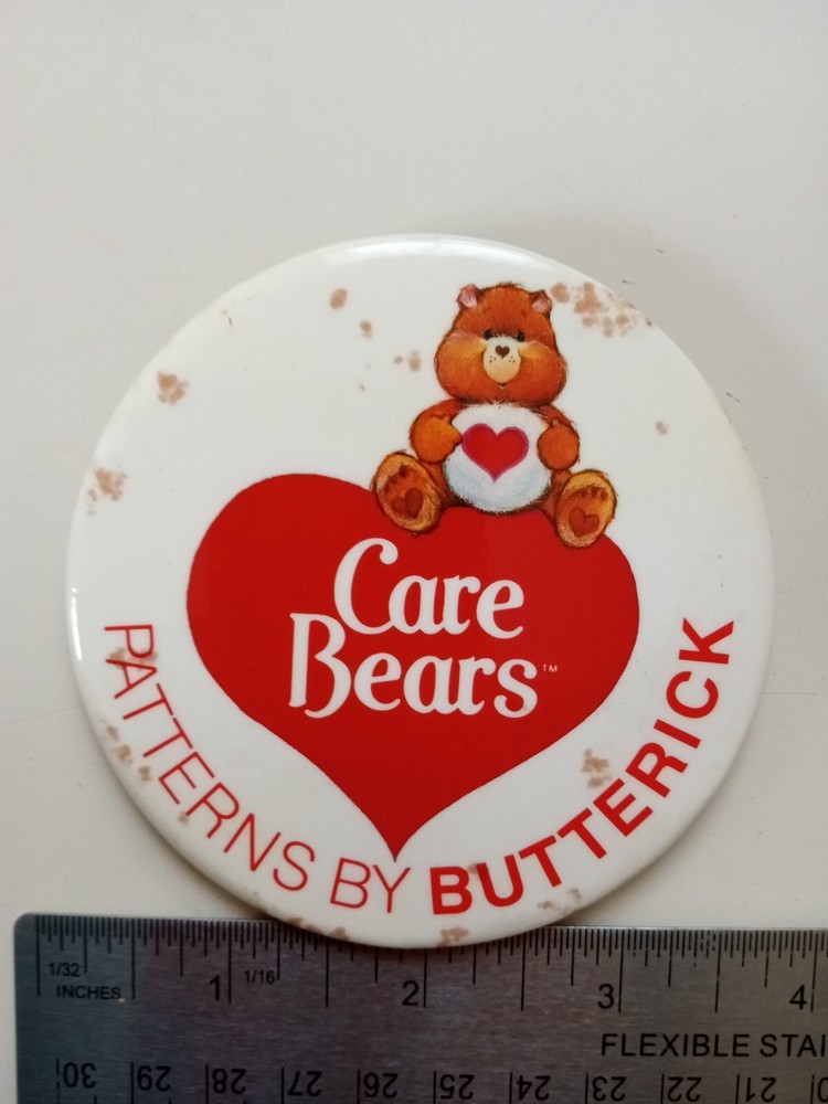 Vintage Care Bear Patterns by Butterick large pinback button 1980's?