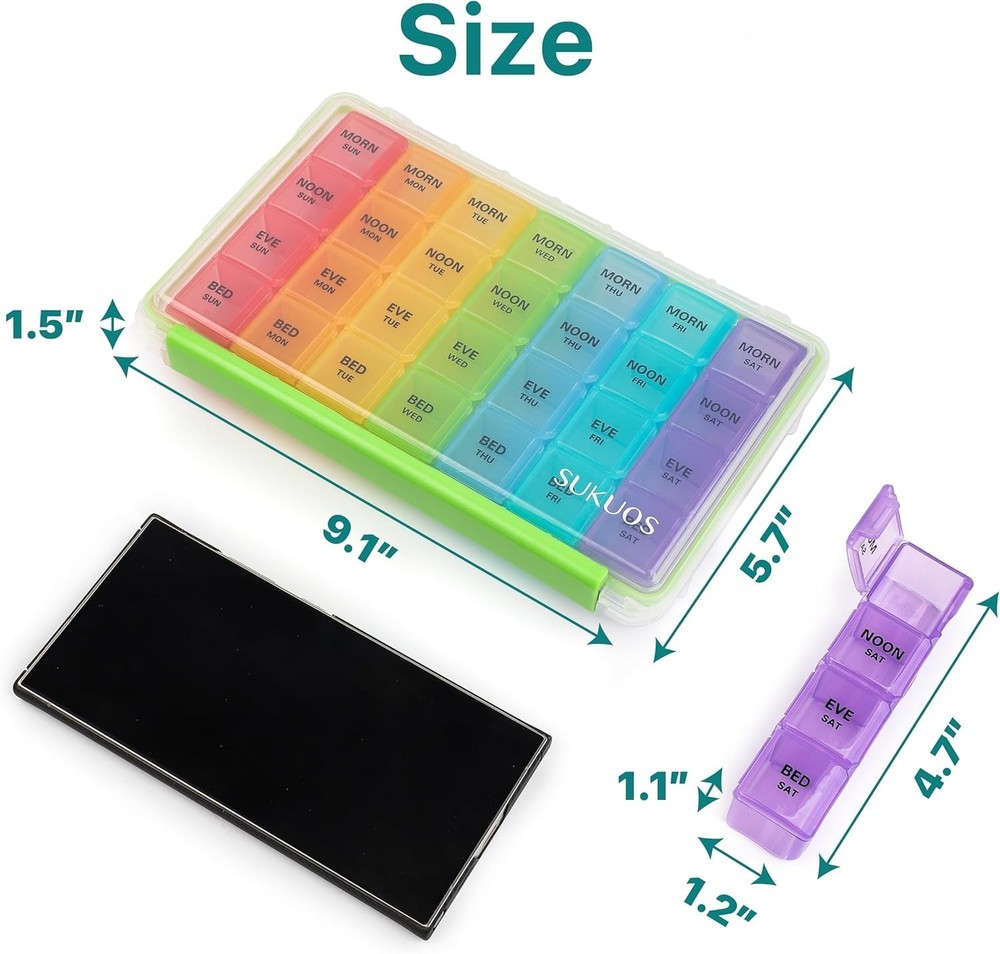 Moisture-Resistant 7-Day Pill Box (2 Pcs)