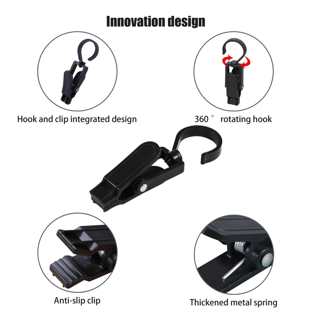 Rotating Laundry Hook Clip,Plastic Clothes Swivel Hanger,Multipurpose Black