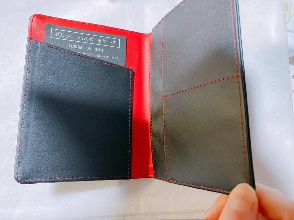 Porsche passport case black red